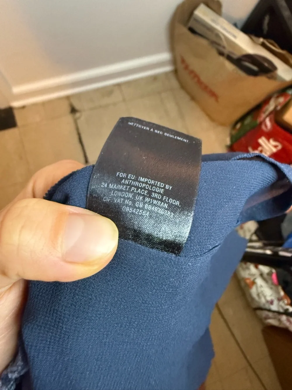 Floreat Anthropologie Blue Crinkle Crushed Velvet Short Sleeve Shift Dress - Picture 6 of 7